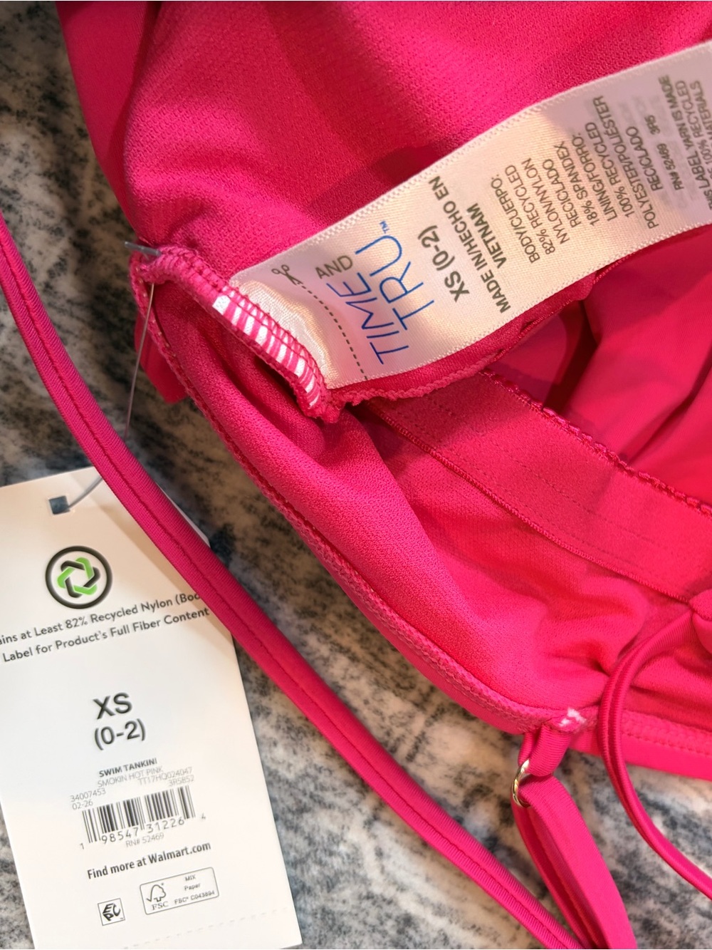 Time and Tru Hot Pink Ruffle Tankini Top - Picture 2 of 3